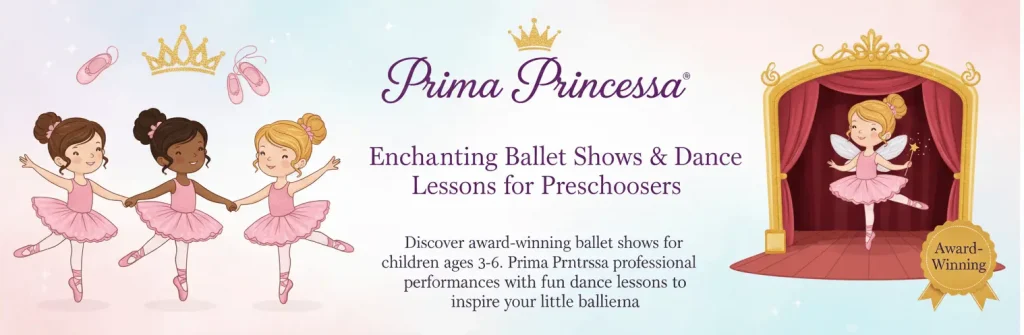 Welcome to Prima Princessa - Ballet for Preschoolers Prima Princessa banner featuring animated ballerina and children dancing